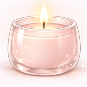 Pink candle in a clear glass holder