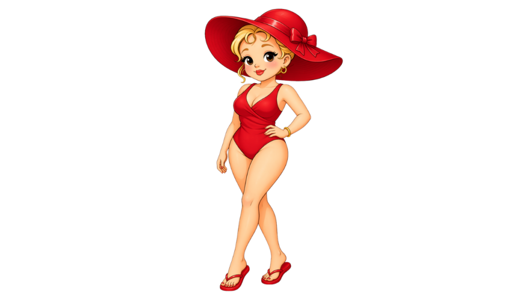 FAQ CATEGORY MOVEMENT & STRENGHT Female cartoon character wearing a red bathing suit and red hat