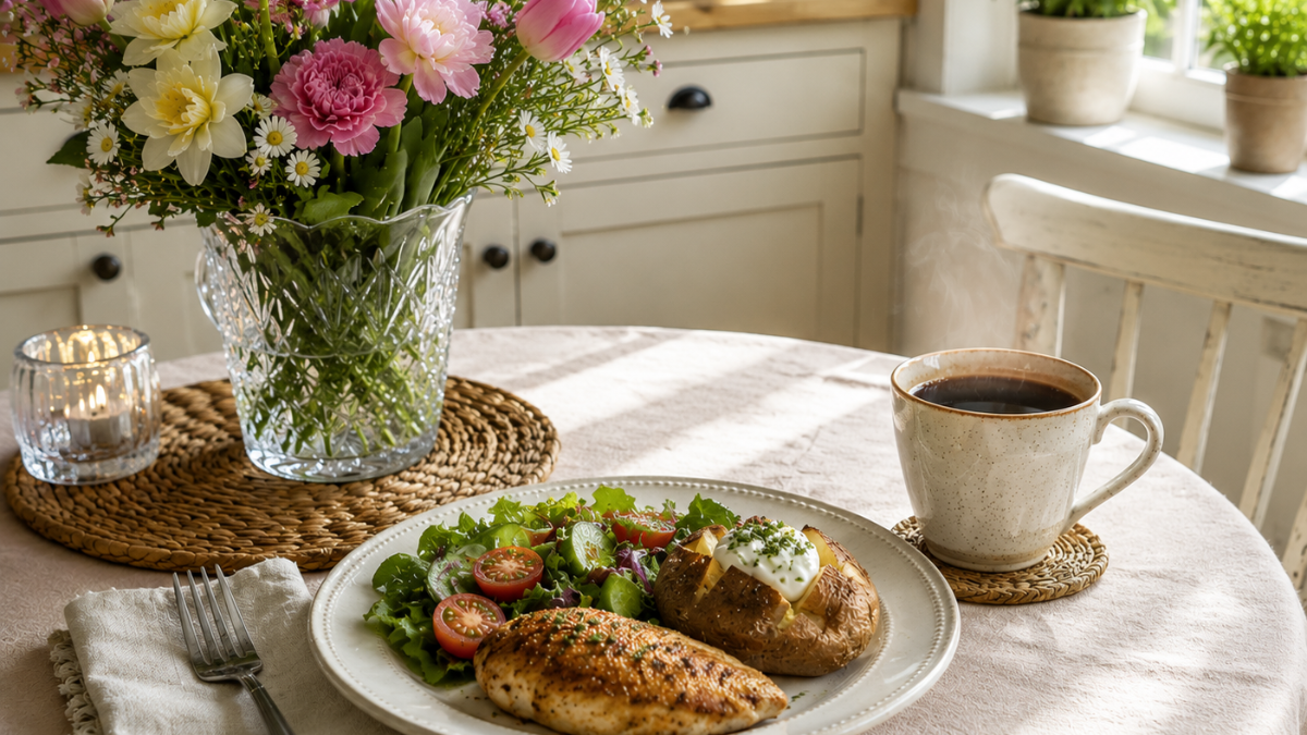 An image of a dinner meal showing healthy eating during menopause